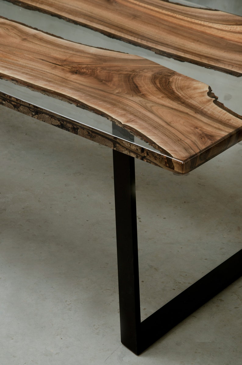 Custom Epoxy Table Made of Two Walnut Slabs Crystal Etsy UK