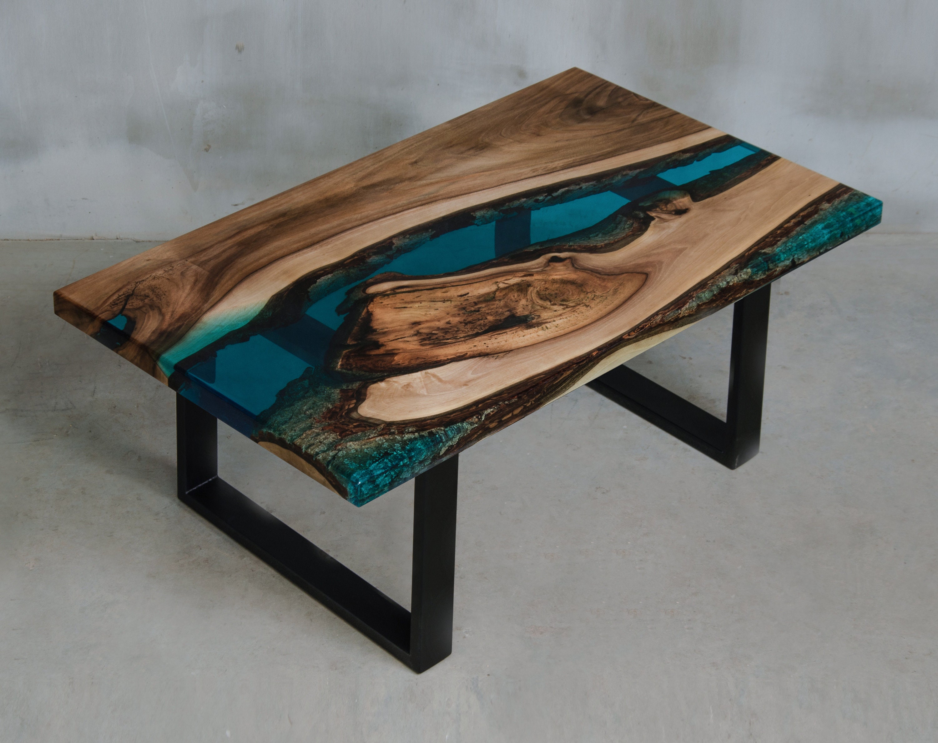 Blue epoxy online coffee table