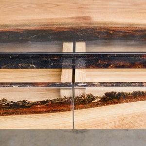 Custom console table with drawers, epoxy table made of aok wood, UV resin table, modern live edge table, unique new home gift, little desk. image 7