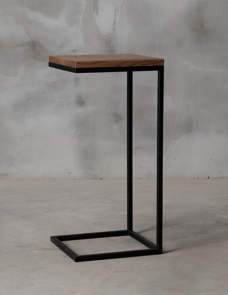 Square side table with black steel leg small coffee table Etsy