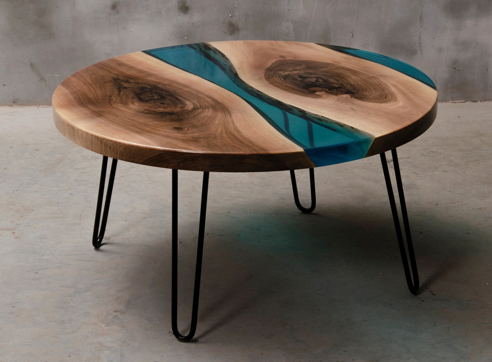 Blue Resin Coffee Table Made Walnut Slabs Epoxy River Coffee Etsy