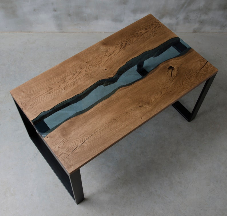 LIVE EDGE Dining Table River Table River Oak Table Oak Etsy