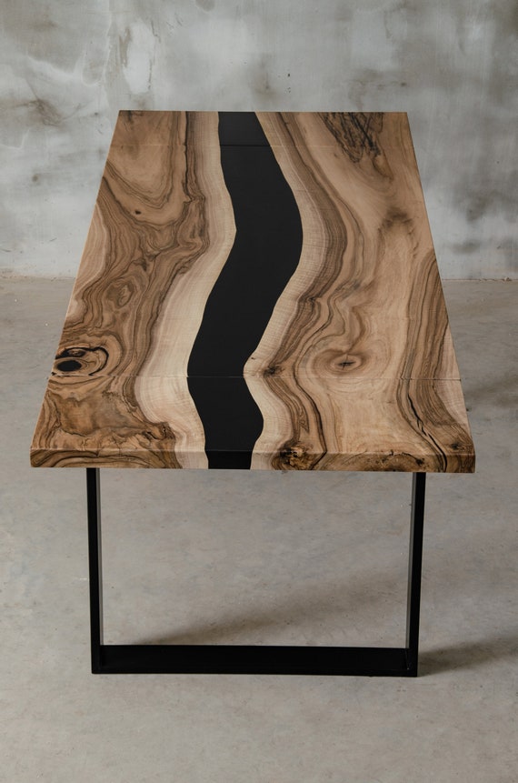Black wood epoxy table deals