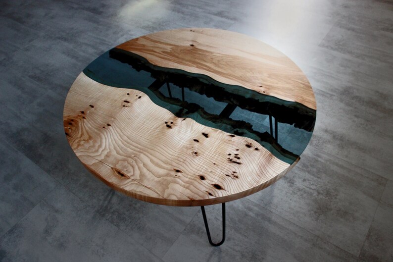 Custom River Table Ash River Coffee Table With Hairpin Legs Etsy UK