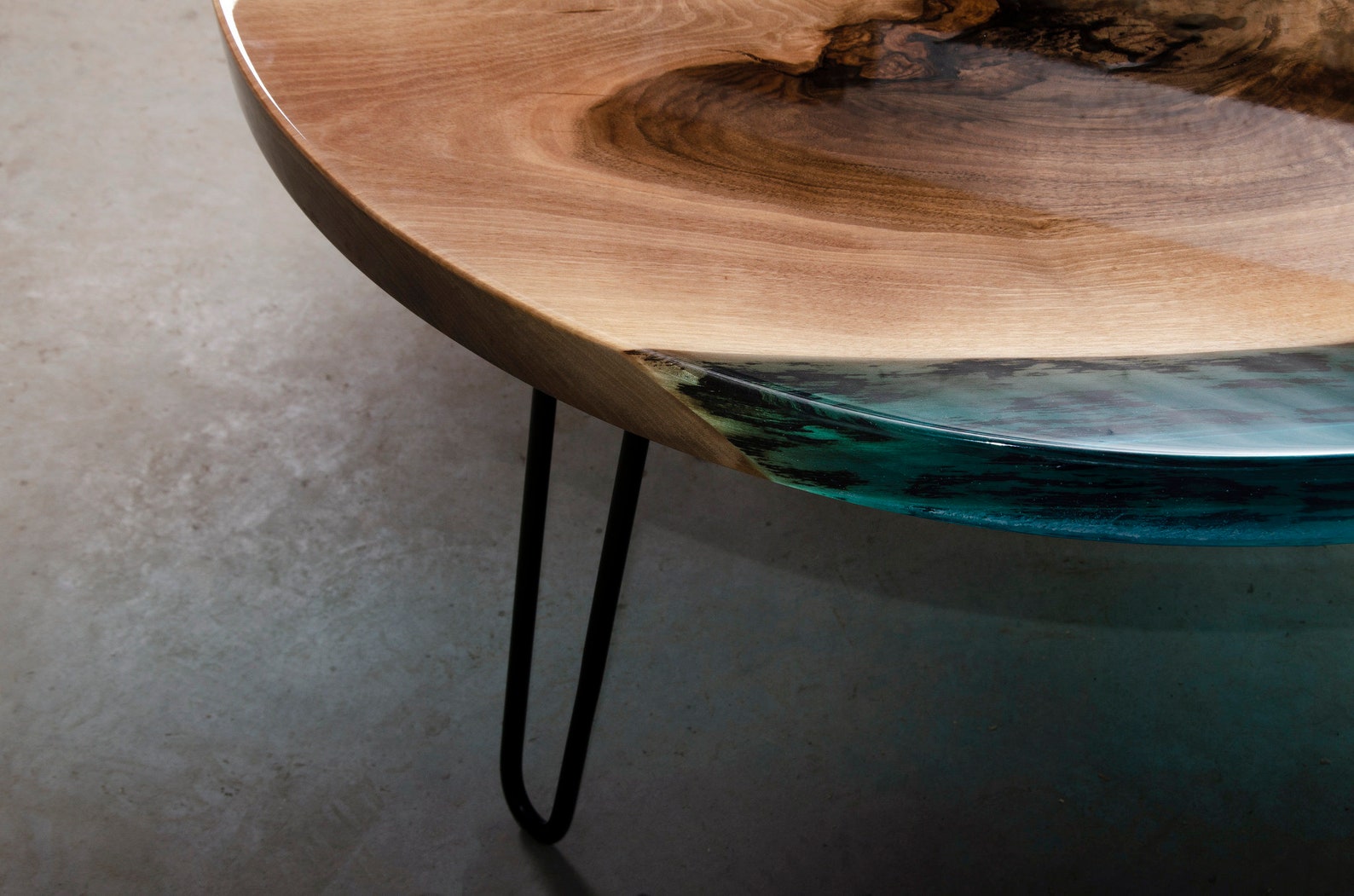 Blue Resin Coffee Table Made Walnut Slabs Epoxy River Coffee Etsy