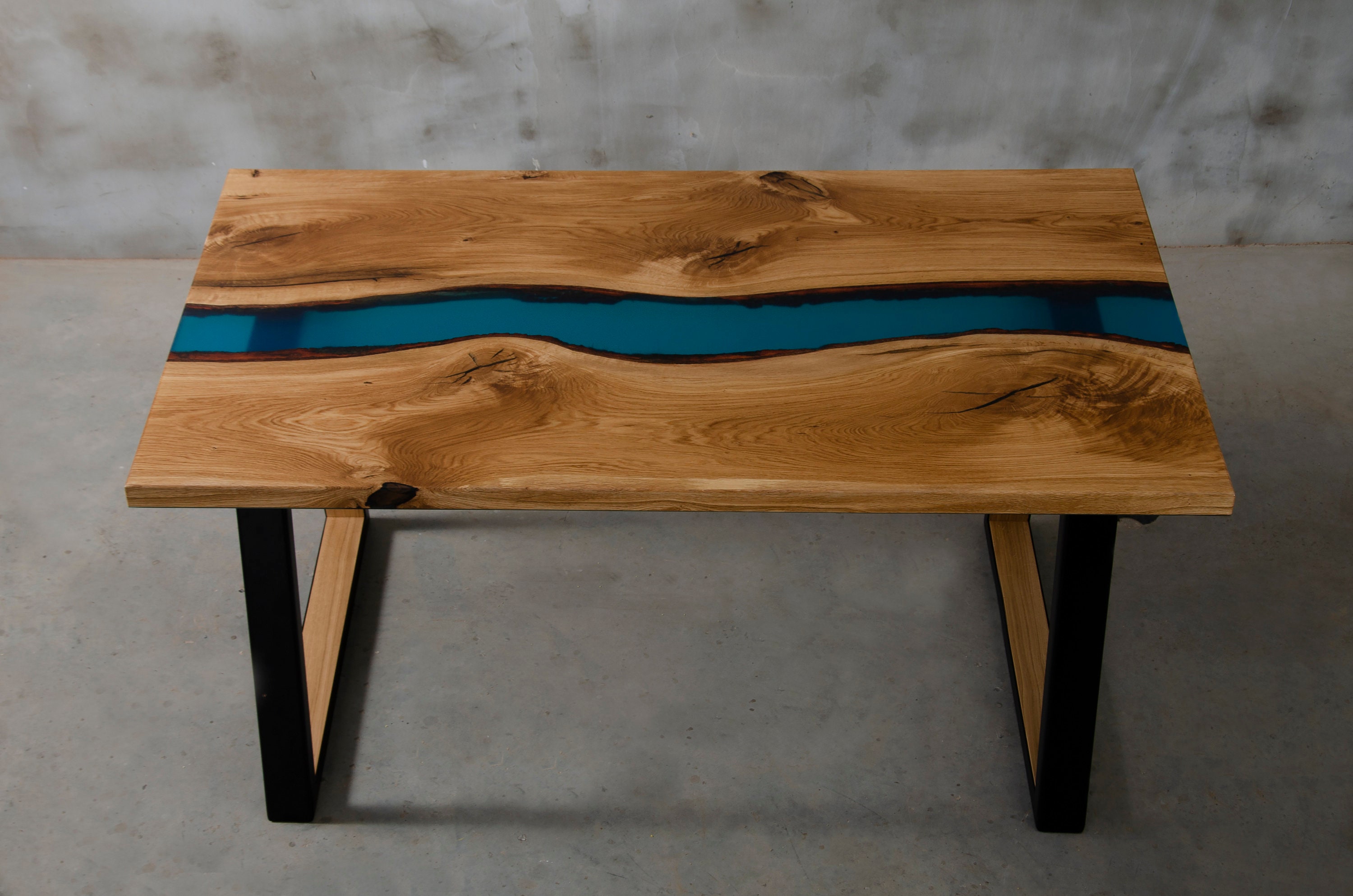 Custom Resin Table Made of Aok Wood, Wooden Live Edge Table With Blue ...