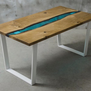 LIVE EDGE Dining Table, epoxy resin table, epoxy oak table, oak table, live edge table, river table, river table, resin table
