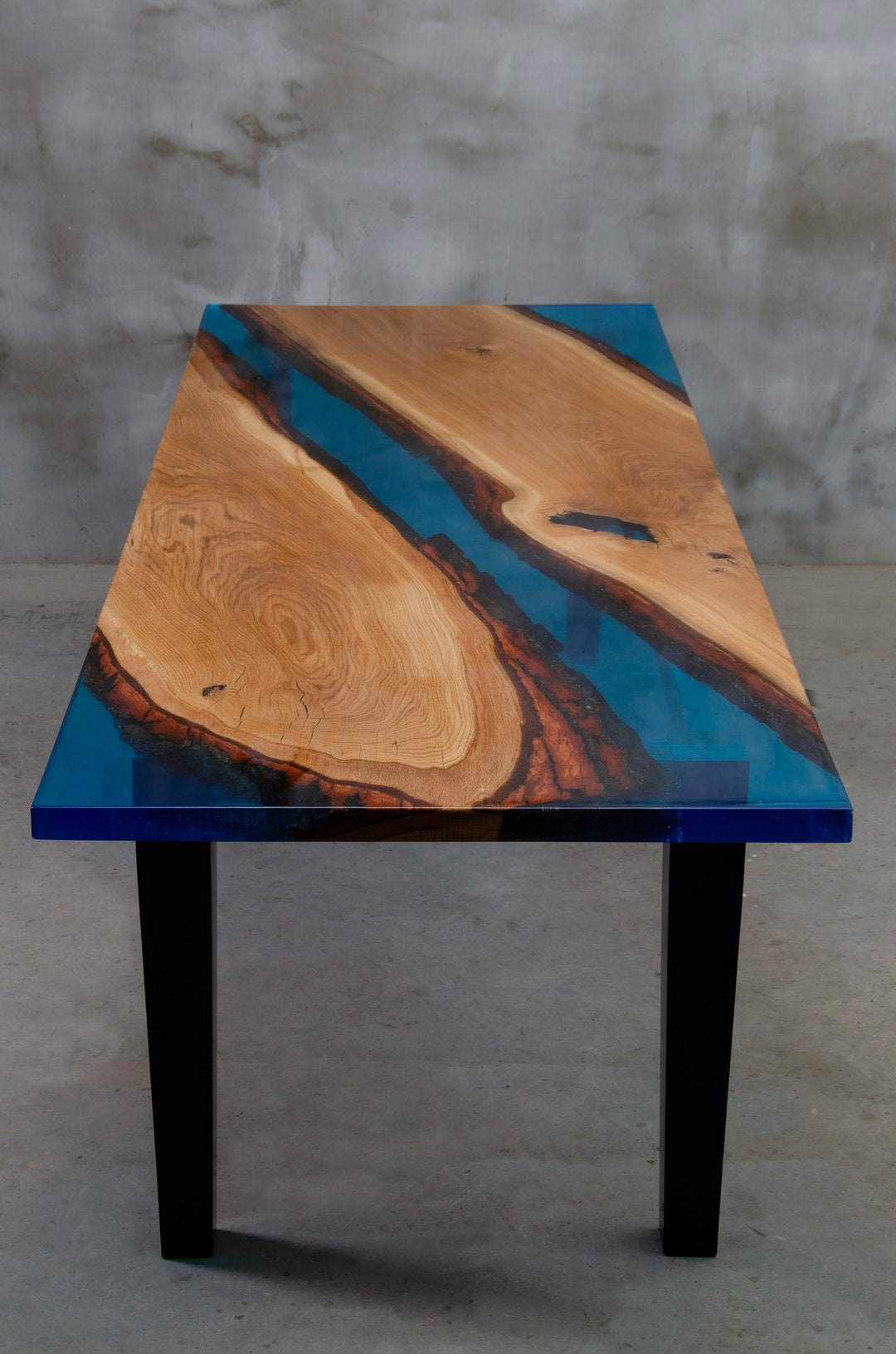 Custom Epoxy Resin Table Made of Aok Wood, Wooden Dining Table With ...