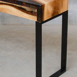 Custom console table with drawers, epoxy table made of aok wood, UV resin table, modern live edge table, unique new home gift, little desk. image 6