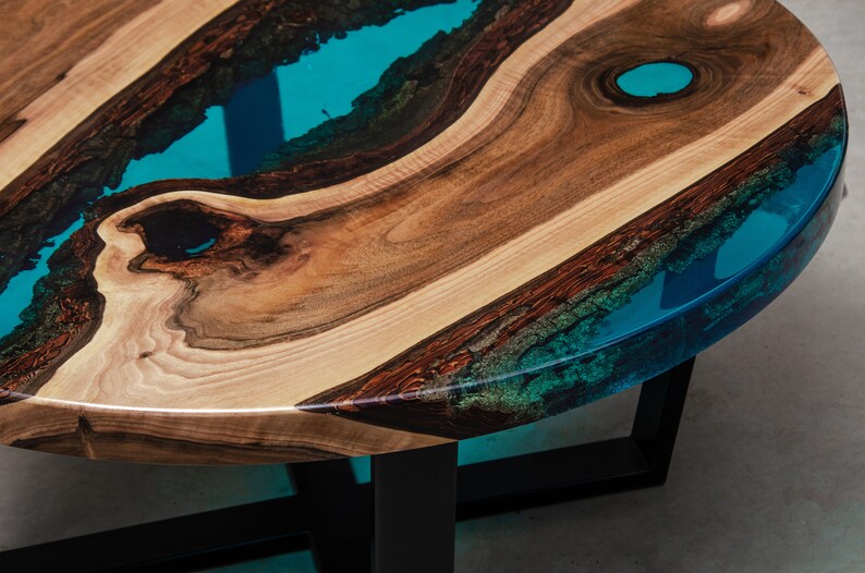 LIVE EDGE Coffee Table Epoxy Resin Table Epoxy Table Walnut Etsy Canada