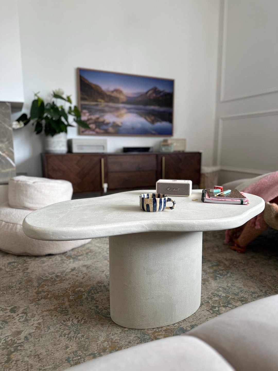 Minimalist Organic Shaped Coffee Table, Japandi Style Side Table, Boho ...