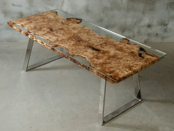 Mappa Burl Epoxy Table, Made to order Epoxy Resin Dining Table | Iron's  Custom Wood