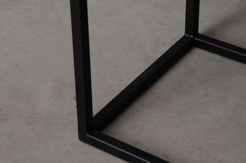 Square side table with black steel leg small coffee table Etsy