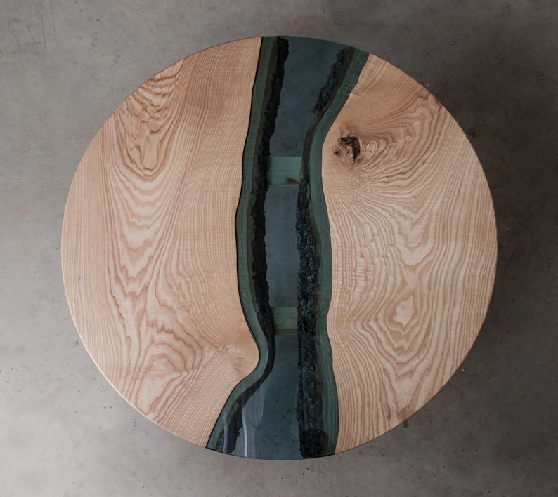 Custom River Table Round River Coffee Table Made of Ash Etsy