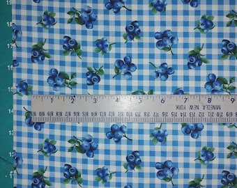 Blueberry Cotton Gingham Fabric – 44" Wide, Summer Picnic Print