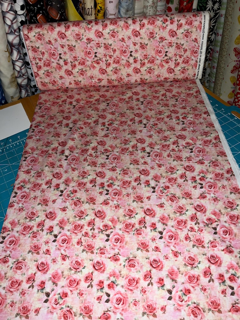 Shabby Rose Fabric - 100 percent Cotton Fabric image 3
