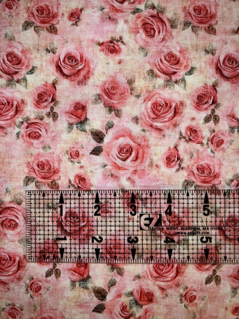 Shabby Rose Fabric - 100 percent Cotton Fabric image 6