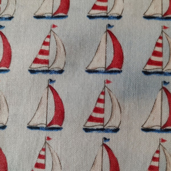 SailBoat Fabric, Nautical Theme Fabric,  By The Yard, Cotton Material, 100 Cotton Fabric,