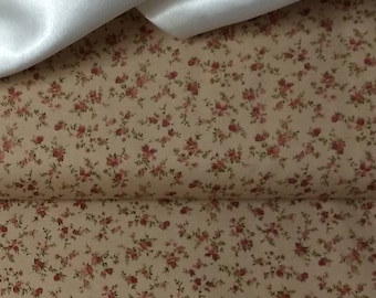 Tiny Roses Tea Stain Quilting Cotton Fabric by Robert Kaufman