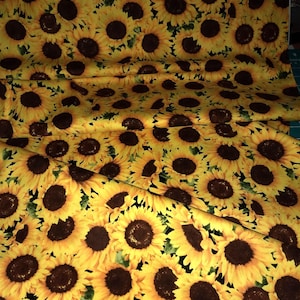 Sunflower Fabric Cotton Sunflower Fabric Flower Fabric Summer Flowers