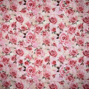 Shabby Rose Fabric - 100 percent Cotton Fabric image 1