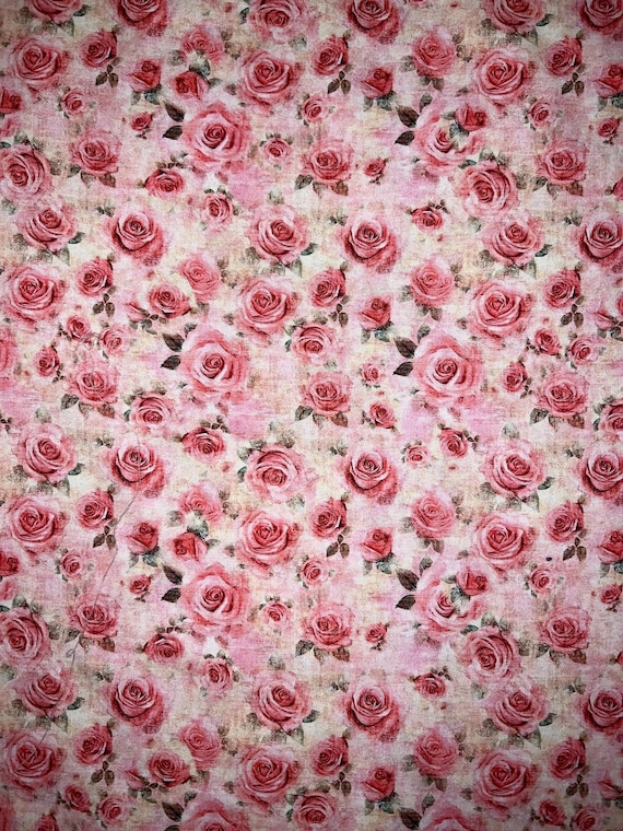 Shabby Rose Fabric - 100 percent Cotton Fabric