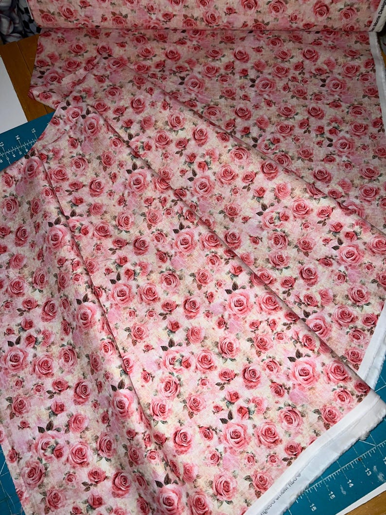 Shabby Rose Fabric - 100 percent Cotton Fabric image 5