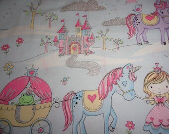 Unicorn Fabric, Princess, Cotton Fabric, Unicorn, Kids Fabric, Frog, Princess, Castle, Quilting, Cotton Material,