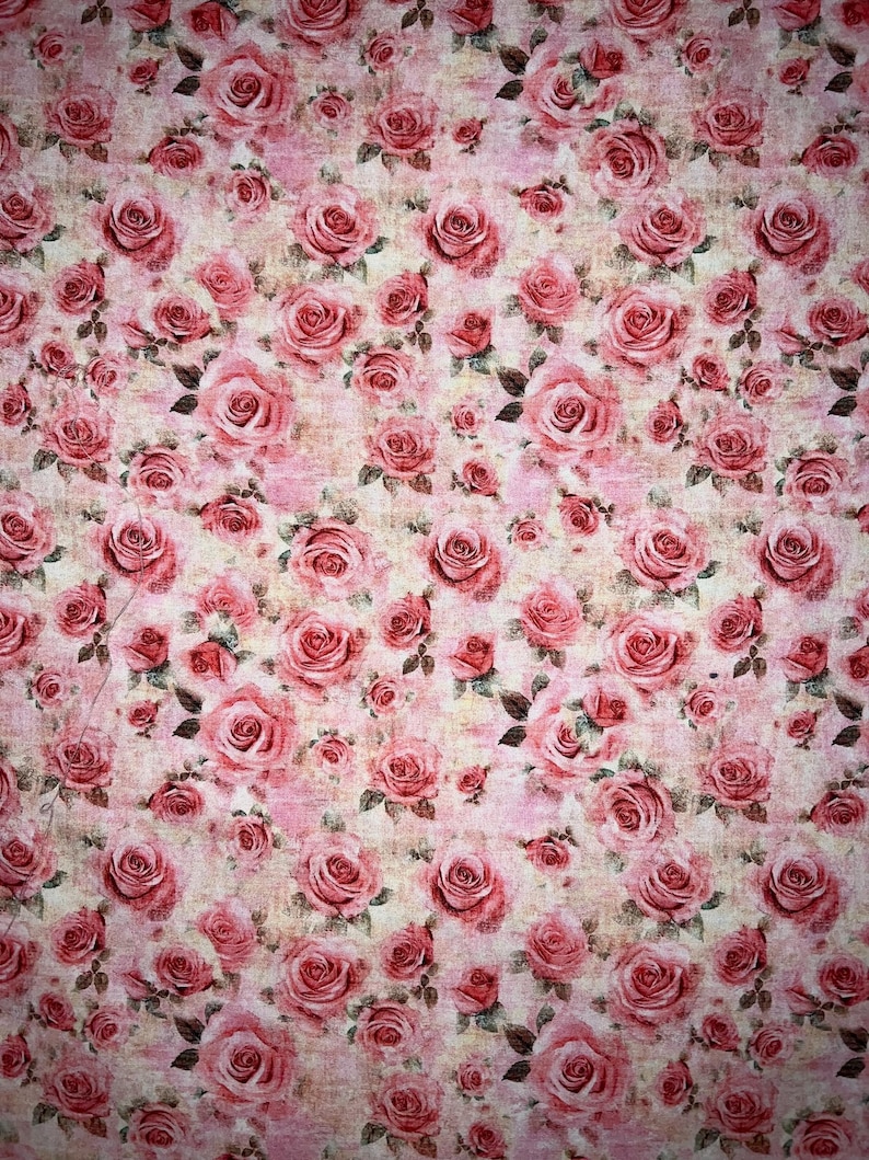 Shabby Rose Fabric - 100 percent Cotton Fabric image 2