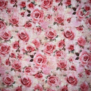 Shabby Rose Fabric - 100 percent Cotton Fabric image 4