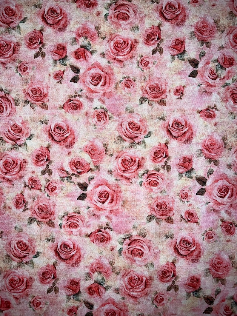 Shabby Rose Fabric - 100 percent Cotton Fabric image 4