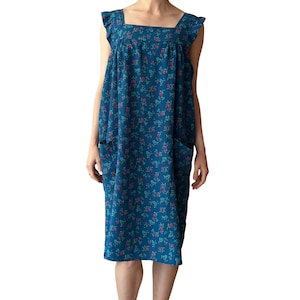 Vintage Blue Mumu Dress from CD ROM - 1980s 1990s - polyester - M/L