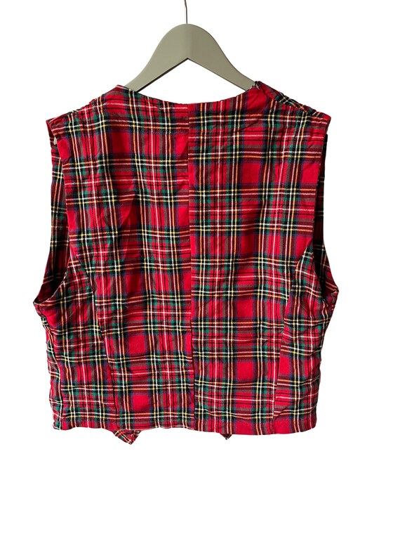 Vintage Red Plaid Vest with Gold Buttons - small - image 5