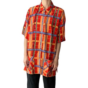 Vintage Vilona Blouse - Made in Italy - XL - Plaid - Front Pockets