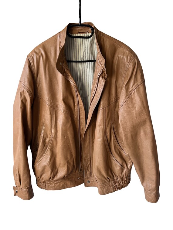 Vintage Faux Leather Bomber style 1980s jacket - … - image 5