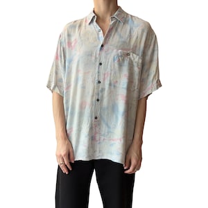 Blusa vintage blanca de Carlo Comberti, años 90, con botones, unisex, talla L