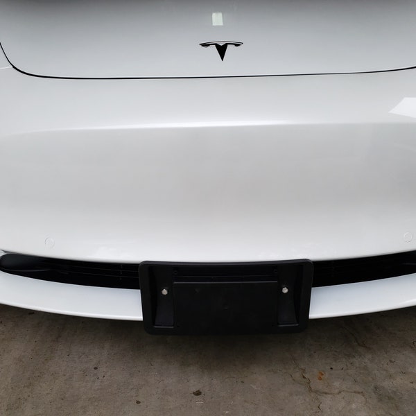 No-Hole Tesla Model 3 (any Year) or Model Y (pre-refresh) Front License Plate Installation kit with all Stainless Steel Hardware