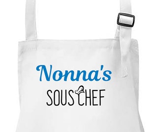 Nonna's Sous Chef Apron, Kids Sous Chef Apron, Children's Sous Chef Apron, Baking Apron for Kids