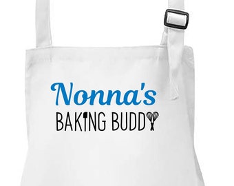 Nonna's Baking Buddy Apron for Children, Kids Baking Apron, Children's Baking Apron, Mother's Day Apron for Children