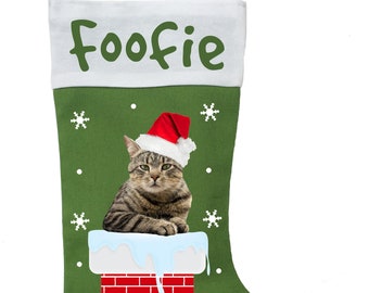 Tabby Cat Christmas Stocking, Tabby Cat Christmas Gift, Tabby Cat Stocking