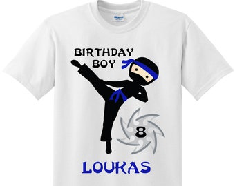 Personalized Ninja Birthday Boy Shirt: Cotton Ninja Party Tee