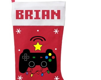 Gamer Christmas Stocking, Gamer Stocking, Custom Gamer Stocking, Personalized Gamer Christmas Stocking, Gamer Christmas Gift