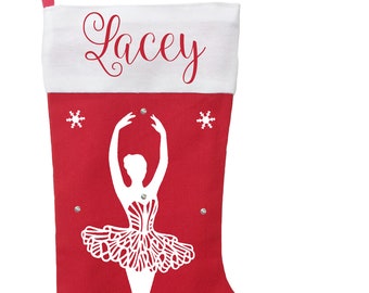 Ballerina Christmas Stocking, Ballerina Stocking, Ballerina Christmas Gift, Dancer Christmas Stocking, Dancer Stocking