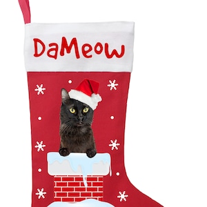 Bombay gato Navidad media, gato negro Navidad media, gato negro regalo de Navidad, bombay gato media, medias gato negro