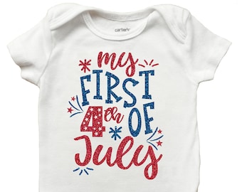 My First 4th of July Baby Bodysuit: Patriotic Girl Outfit