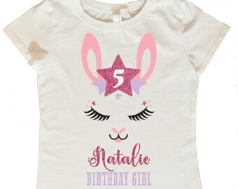 Personalized Llama Birthday Girl Shirt: Custom Star Tee