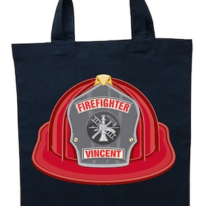 Firefighter Trick or Treat Bag, Personalized Fireman Halloween Bag