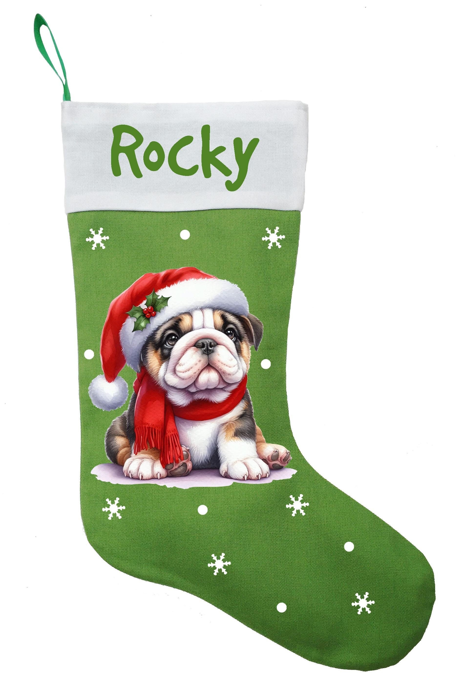 Chaussette de Noël bouledogue anglais, cadeau de Noël bouledogue