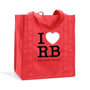 Custom Reusable Shopping Bag, Personalized Reusable Grocery Bag, I Love My City Shopping Bag, I Love Reusable Shopping Tote, I Love Grocery Red