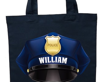 Personalized Policeman Halloween Trick or Treat Bag